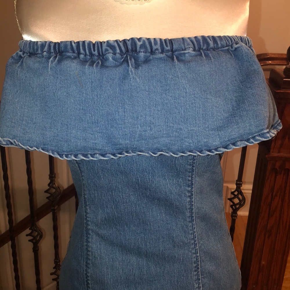 Revolve MPD Denim Ruffle Off Shoulder Dress - Picture 3 of 7